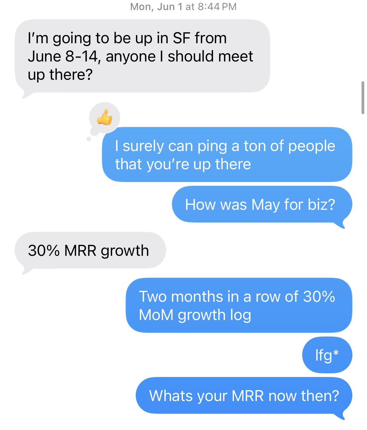 Offering intros and celebrating a founder's traction